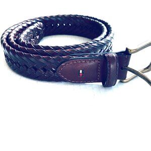 Tommy Hilfiger Brown Leather Woven Belt SZ 34